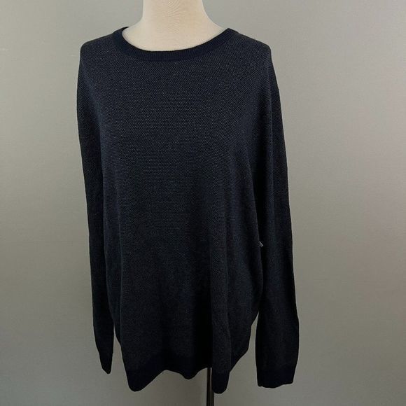 NWT NORDSTROM Navy Blue Wool Mix Crew Neck Sweater (XL) - Picture 2 of 8